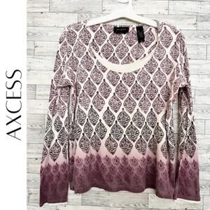 AXCESS Purple Ombre Print Lightweight Knit Top, L